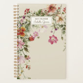 ワイルドフラワーパーソナライズされたかわいらしプランナー プランナー手帳 (正面)