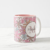 ワイルドフラワーパーソナライズされたのデイジー名フローラ ツートーンマグカップ (正面右)