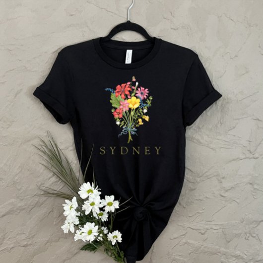 ワイルドフラワーパーソナライズされたの名前 Tシャツ