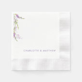 ワイルドフラワーパーソナライズされたの名結婚前 縁ありカクテルナプキン (正面)