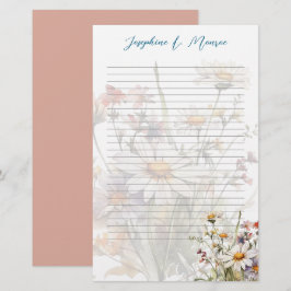 ワイルドフラワーパーソナライズされたの筆記用紙（裏地） 便箋