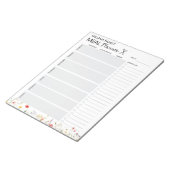 ワイルドフラワーパーソナライズされたの食事プランナー食料品一覧 ノートパッド (アングル)