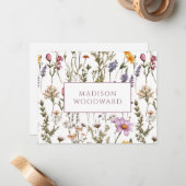 ワイルドフラワーパーソナライズされたウォーターのカラー ノートカード