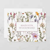 ワイルドフラワーパーソナライズされたウォーターのカラー ノートカード
