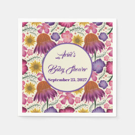 ワイルドフラワーパーソナライズされたガーデン赤ちゃんシャワー スタンダードカクテルナプキン