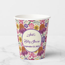 ワイルドフラワーパーソナライズされたガーデン赤ちゃんシャワー 紙コップ
