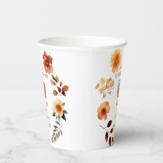 ワイルドフラワーパーソナライズされたガール1歳の誕生日 紙コップ (右)