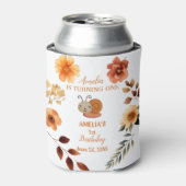 ワイルドフラワーパーソナライズされたガール1歳の誕生日 缶クーラー (缶正面)