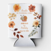 ワイルドフラワーパーソナライズされたガール1歳の誕生日 缶クーラー (正面)