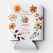 ワイルドフラワーパーソナライズされたガール1歳の誕生日 缶クーラー (裏面)