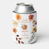 ワイルドフラワーパーソナライズされたガール1歳の誕生日 缶クーラー (缶裏面)