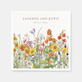 ワイルドフラワーパーソナライズされたクテルナプキンス スタンダードカクテルナプキン