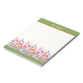 ワイルドフラワーパーソナライズされたズお洒落グリーン先生 ノートパッド (回転)