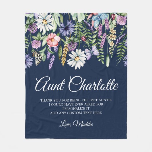 ワイルドフラワーパーソナライズされたズ フリースブランケット (正面)