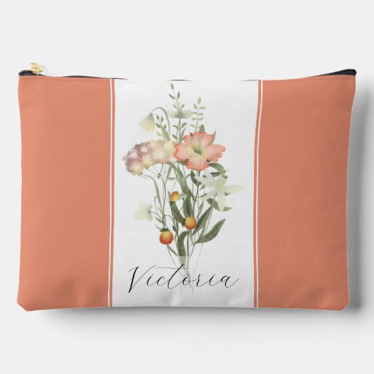 ワイルドフラワーパーソナライズされたトートバッグ アクセサリーポーチ (正面)