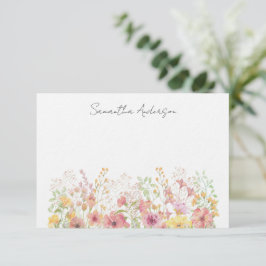 ワイルドフラワーパーソナライズされたフローラフラットノートカード ノートカード