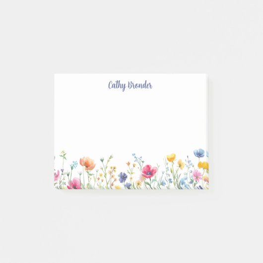 ワイルドフラワーパーソナライズされたフローラ名文房具 ポストイット (正面)