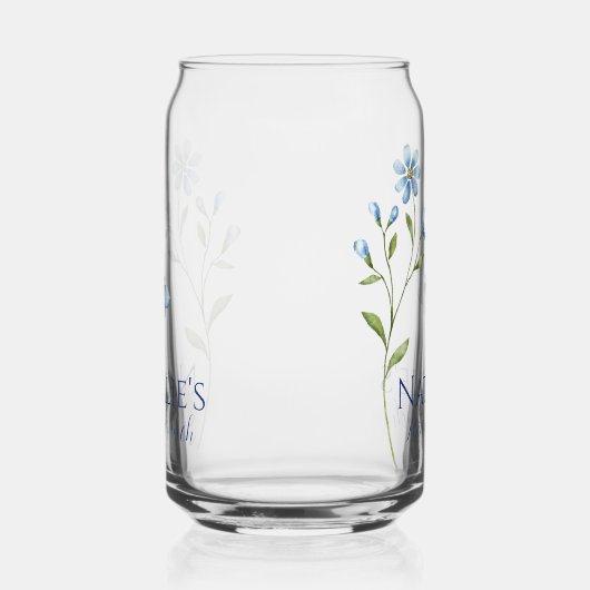 ワイルドフラワーパーソナライズされたブライダルシャワーアイスコーヒー ガラス缶 (左)