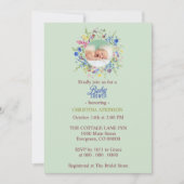 ワイルドフラワーパーソナライズされたベビーガールシャワー 招待状 (正面)