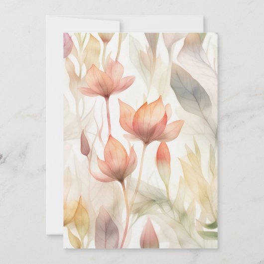 ワイルドフラワーパーソナライズされたベビーガールシャワー 招待状 (裏面)