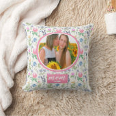 ワイルドフラワーパーソナライズされたママ写真母の日 クッション (ブランケット)