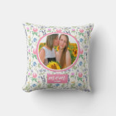 ワイルドフラワーパーソナライズされたママ写真母の日 クッション (正面)