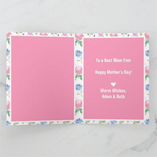 ワイルドフラワーパーソナライズされたママ母の日の写真 カード (内部)