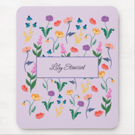 ワイルドフラワーパーソナライズされたラベンダーマウスパッド マウスパッド