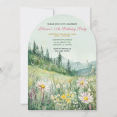 ワイルドフラワーパーソナライズされた素朴の誕生日 招待状 (正面)