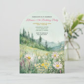 ワイルドフラワーパーソナライズされた素朴の誕生日 招待状 (スタンド正面)