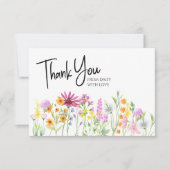 ワイルドフラワーパーソナライズされた草原 サンキューカード (正面)