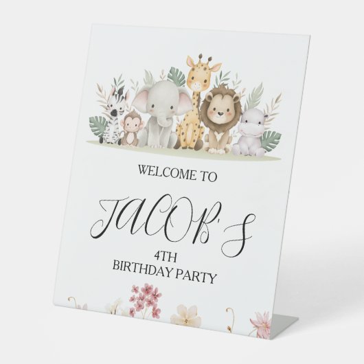 ワイルドフラワーパーティーアニマルサファリウェルカムサイン 台座サイン (正面)