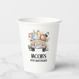 ワイルドフラワーパーティーアニマルサファリ子供の誕生日 紙コップ