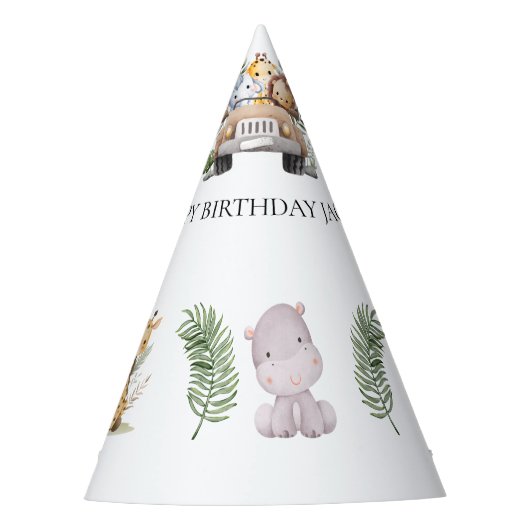 ワイルドフラワーパーティーアニマルサファリ パーティーハット (正面)