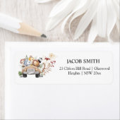 ワイルドフラワーパーティー動物子供の誕生日 ラベル (インサイチュ)