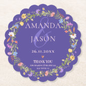 ワイルドフラワーパープルイエローフローラ結婚リース ペーパーコースター (正面)