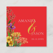 ワイルドフラワーパープルオレンジ結婚フローラ詳細 エンクロージャーカード (正面)