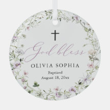 ワイルドフラワーパープルガールクロスバプテスマオーナメント