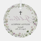 ワイルドフラワーパープルガールクロスバプテスマオーナメント ガラスオーナメント (裏面)