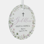 ワイルドフラワーパープルガールクロスバプテスマオーナメント ガラスオーナメント (正面右)