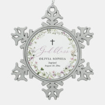 ワイルドフラワーパープルガールバプティススノーフレークオーナメント