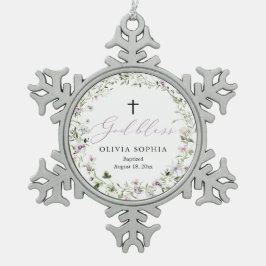 ワイルドフラワーパープルガールバプティススノーフレークオーナメント スノーフレークピューターオーナメント