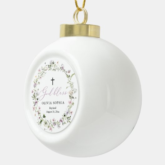 ワイルドフラワーパープルガールバプティスボールオーナメント セラミックボールオーナメント (右)