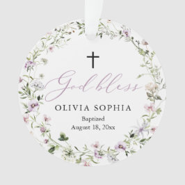 ワイルドフラワーパープルガールバプテスムアクリルオーナメント オーナメント