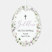 ワイルドフラワーパープルガール写真バプテスマオーナメント メタルオーナメント (正面左)