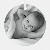 ワイルドフラワーパープルガール写真バプテスマオーナメント メタルオーナメント (裏面)