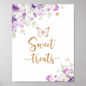 ワイルドフラワーパープルバタフライスイーツ ポスター (正面)