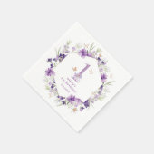 ワイルドフラワーパープルバタフライ1st誕生日パーティー スタンダードカクテルナプキン (角)