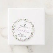 ワイルドフラワーパープルバプテスマのラウンドメッセージカード女の子 フェイバータグ (インサイチュ)