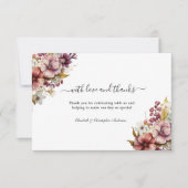 ワイルドフラワーパープルバラウォーター結婚カラー サンキューカード (正面)